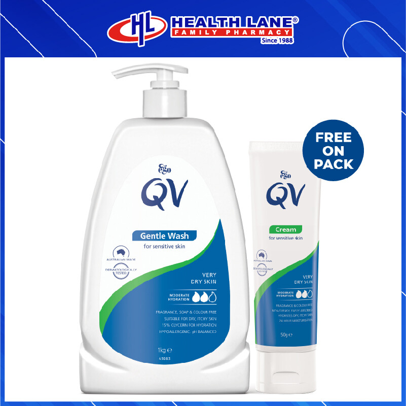 EGO QV GENTLE WASH (1KG)+FOC QV CREAM (50G)